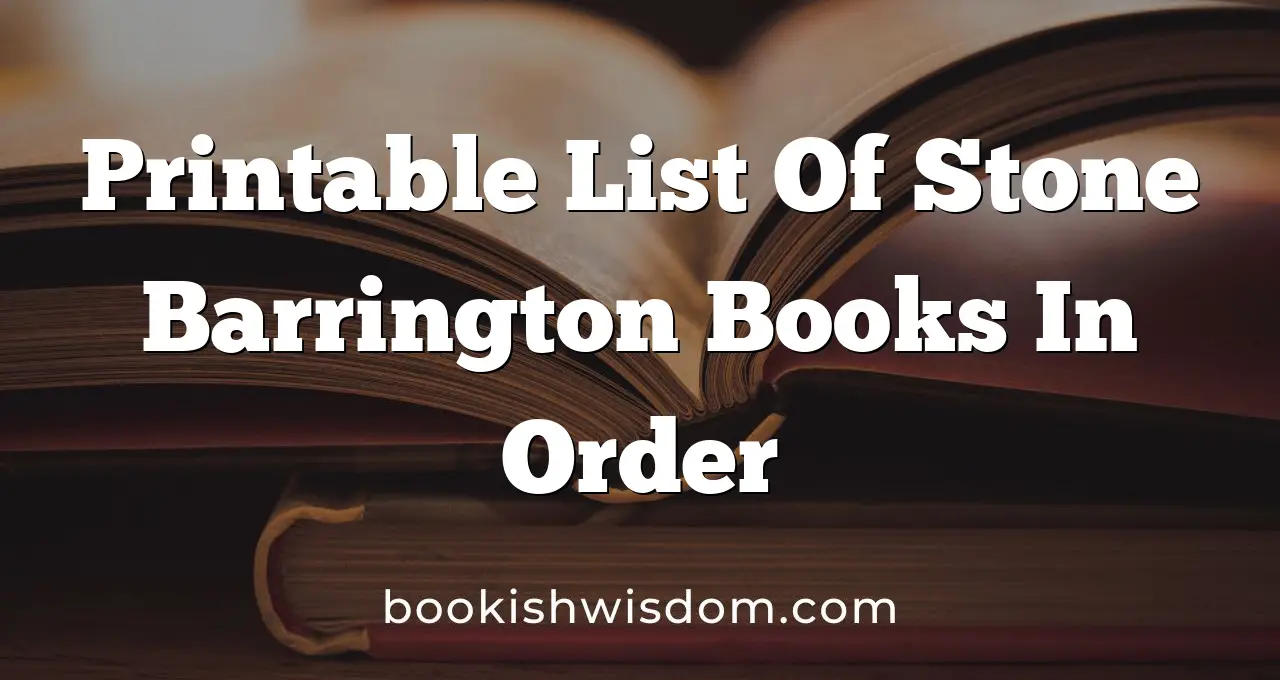 Printable List Of Stone Barrington Books In Order