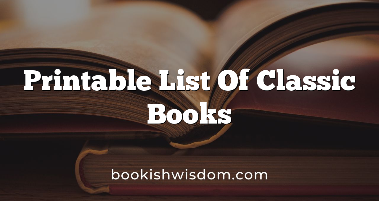 Printable List Of Classic Books