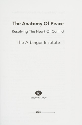 The Anatomy of Peace by The Arbinger Institute book cover